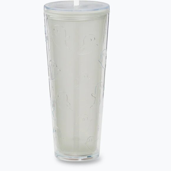 24oz Plastic Ghost Straw Tumbler - Picture 1 of 3